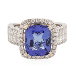 14KT White Gold 5.07 ctw Tanzanite and Diamond Ring