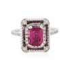 Image 1 : 14KT White Gold 1.53 ctw Tourmaline and Diamond Ring