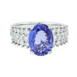 14KT White Gold 2.61 ctw Tanzanite and Diamond Ring