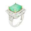 Image 3 : 14KT White Gold 11.78 ctw Emerald and Diamond Ring