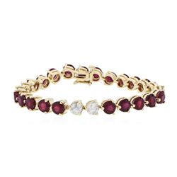 14KT Yellow Gold 22.60 ctw Ruby and Diamond Bracelet