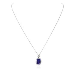 14KT White Gold 6.63 ctw Tanzanite and Diamond Pendant With Chain