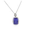 Image 2 : 14KT White Gold 6.63 ctw Tanzanite and Diamond Pendant With Chain