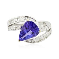 18KT White Gold 3.59 ctw Tanzanite and Diamond Ring