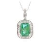 Image 2 : 14KT White Gold 3.76 ctw Emerald and Diamond Pendant With Chain