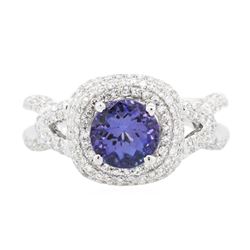 14KT White Gold 1.56 ctw Tanzanite and Diamond Ring