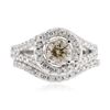 Image 1 : 14KT White Gold 1.59 ctw Fancy Brown Diamond Wedding Ring Set