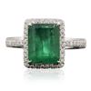 Image 1 : 14KT White Gold 3.46 ctw Emerald and Diamond Ring