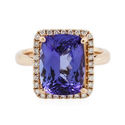 14KT Rose Gold 5.68 ctw Tanzanite and Diamond Ring