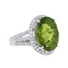 Image 2 : 18KT White Gold 8.53 ctw Peridot and Diamond Ring