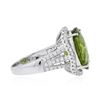Image 3 : 18KT White Gold 8.53 ctw Peridot and Diamond Ring