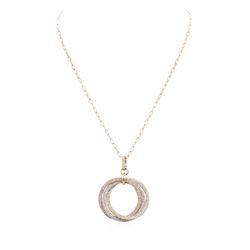 14KT Three-Tone Gold 1.53 ctw Diamond Pendant With Chain