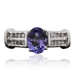 14KT White Gold 1.90 ctw Tanzanite and Diamond Ring