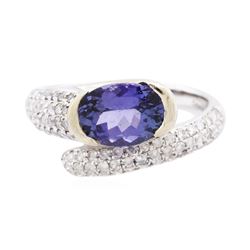 14KT Two-Tone Gold 1.99 ctw Tanzanite and Diamond Ring