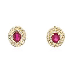 14KT Yellow Gold 2.07 ctw Ruby and Diamond Earrings