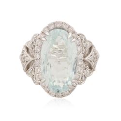 14KT White Gold 6.88 ctw Aquamarine and Diamond Ring