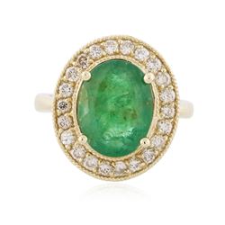 14KT Yellow Gold 3.09 ctw Emerald and Diamond Ring