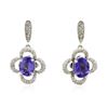 Image 1 : 14KT White Gold 3.70 ctw Tanzanite and Diamond Earrings