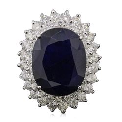 14KT White Gold 12.48 ctw Sapphire and Diamond Ring