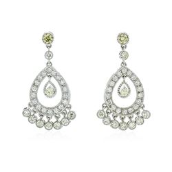 14KT White Gold 4.07 ctw Diamond Dangle Earrings