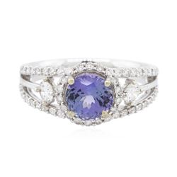 14KT White Gold 1.63 ctw Tanzanite and Diamond Ring