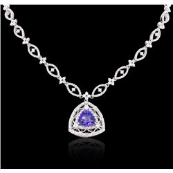 18KT White Gold 5.31 ctw Tanzanite and Diamond Necklace