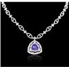 Image 1 : 18KT White Gold 5.31 ctw Tanzanite and Diamond Necklace