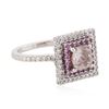 Image 2 : 18KT White Gold 0.40 ctw Sapphire and Diamond Ring