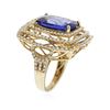 Image 3 : 14KT Yellow Gold 7.46 ctw Tanzanite and Diamond Ring