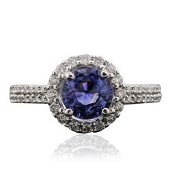 14KT White Gold 1.21 ctw Tanzanite and Diamond Ring