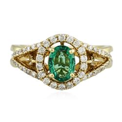 14KT Yellow Gold 0.62 ctw Emerald and Diamond Ring