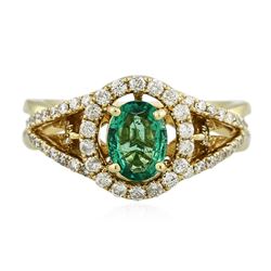 14KT Yellow Gold 0.62 ctw Emerald and Diamond Ring