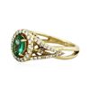 Image 2 : 14KT Yellow Gold 0.62 ctw Emerald and Diamond Ring