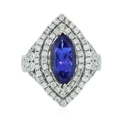 14KT Two-Tone Gold 3.21 ctw Tanzanite and Diamond Ring