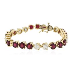 14KT Yellow Gold 4.32 ctw Ruby and Diamond Bracelet