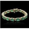 Image 1 : 14KT Yellow Gold 19.20 ctw Emerald and Diamond Bracelet