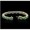 Image 3 : 14KT Yellow Gold 19.20 ctw Emerald and Diamond Bracelet