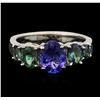 Image 1 : 14KT White Gold 1.08 ctw Tanzanite and Green Chrysoberyl Ring