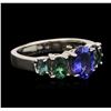 Image 2 : 14KT White Gold 1.08 ctw Tanzanite and Green Chrysoberyl Ring