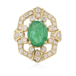 14KT Yellow Gold 2.85 ctw Emerald and Diamond Ring