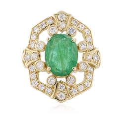 14KT Yellow Gold 2.85 ctw Emerald and Diamond Ring