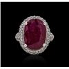 Image 1 : 14KT White Gold 10.32 ctw Ruby and Diamond Ring