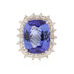 14KT White Gold 15.93 ctw GIA Certified Tanzanite and Diamond Ring