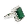 Image 2 : 14KT White Gold 6.12 ctw Emerald and Diamond Ring