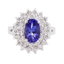 14KT White Gold 1.65 ctw Tanzanite and Diamond Ring