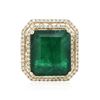 Image 1 : 14KT Yellow Gold 18.52 ctw Emerald and Diamond Ring