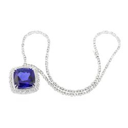 18KT White Gold GIA Certified 68.80 ctw Tanzanite and Diamond Necklace