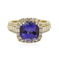 14KT Yellow Gold 3.71 ctw Tanzanite and Diamond Ring