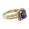 Image 2 : 14KT Yellow Gold 3.71 ctw Tanzanite and Diamond Ring