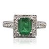 Image 1 : 14KT White Gold 0.25 ctw Emerald and Diamond Ring